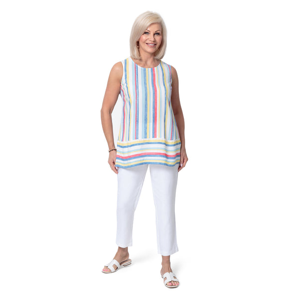 East Linen Capri Pant with side splits at hem
