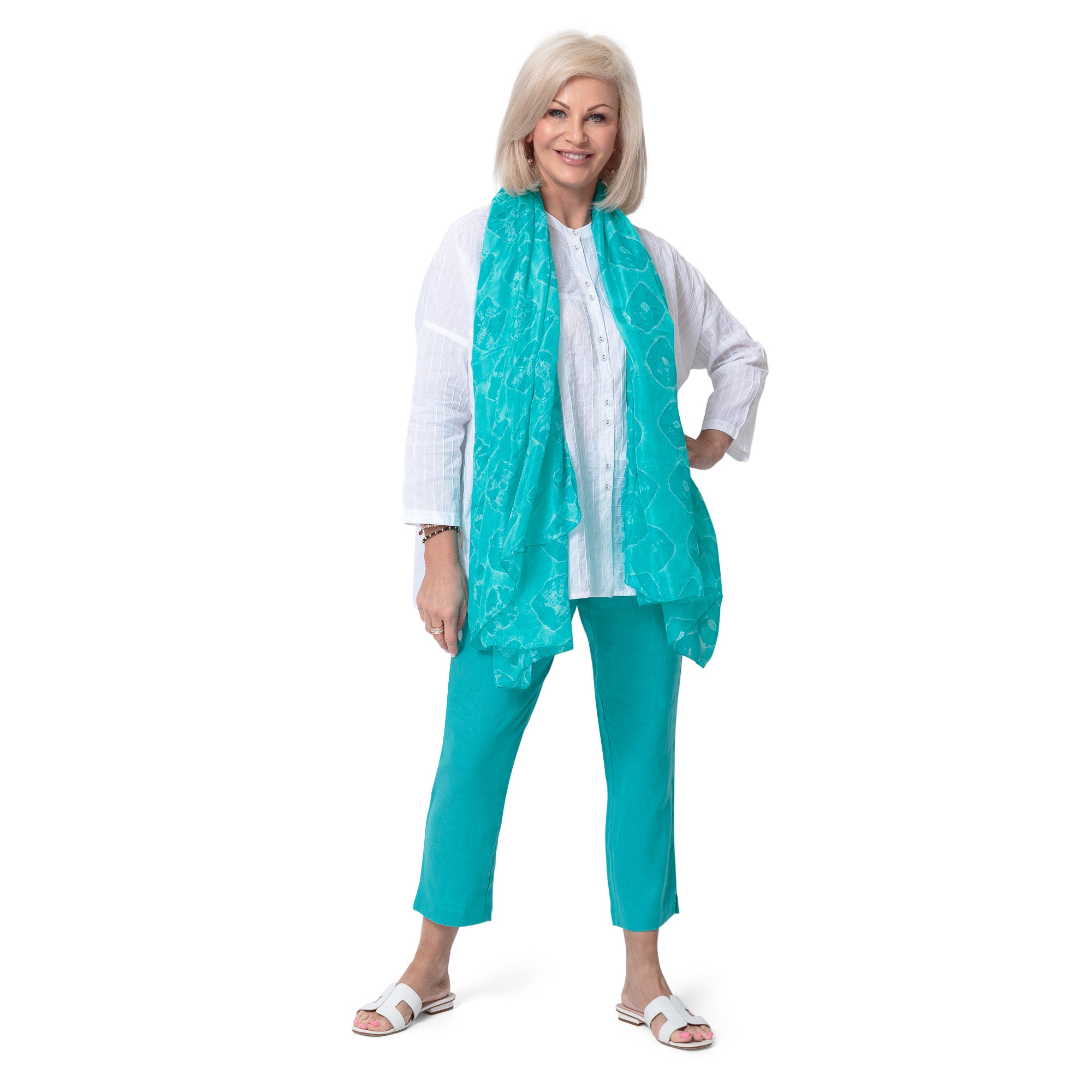 East Linen Capri Pant with side splits at hem