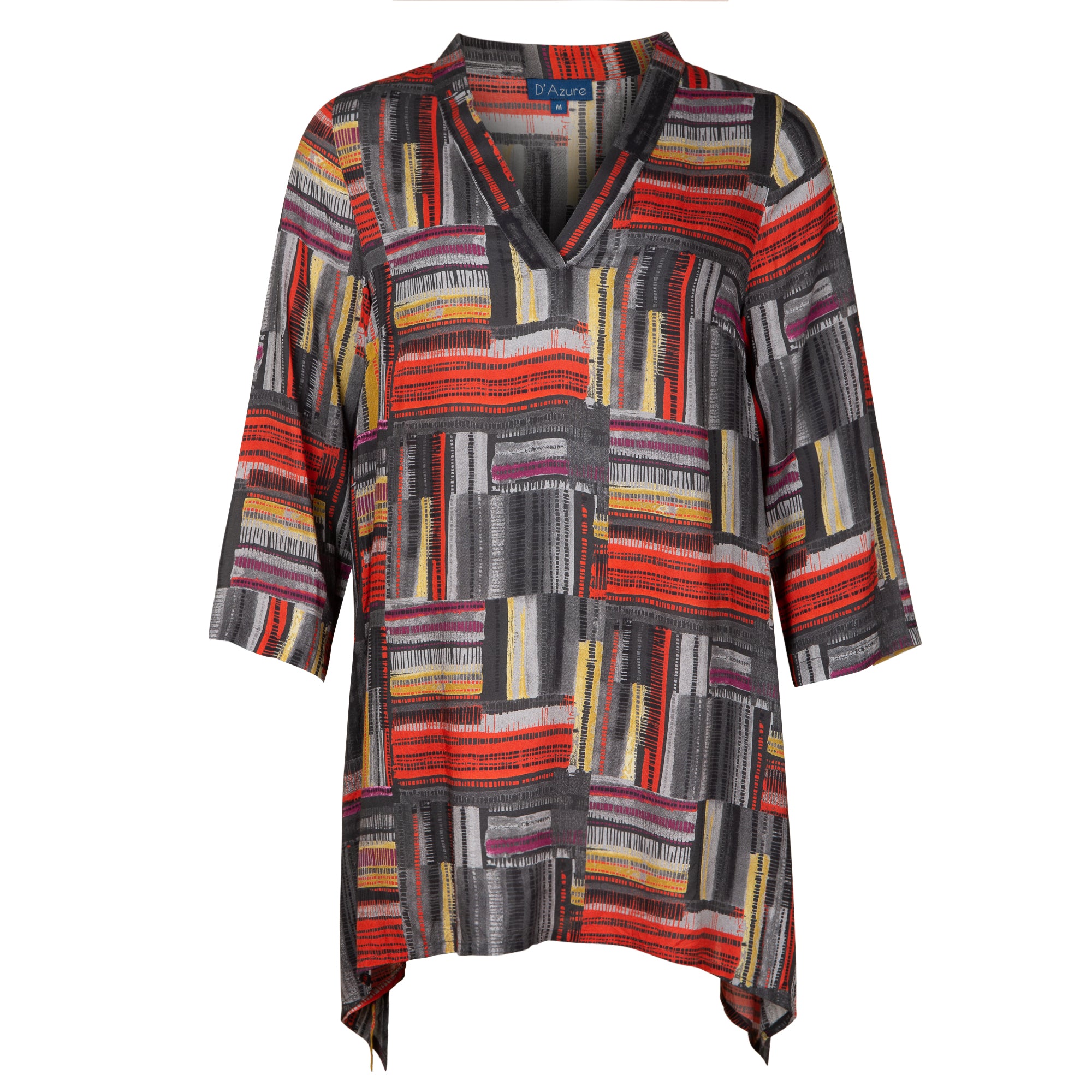 D'Azure Marcelle Print V-Neck Tunic