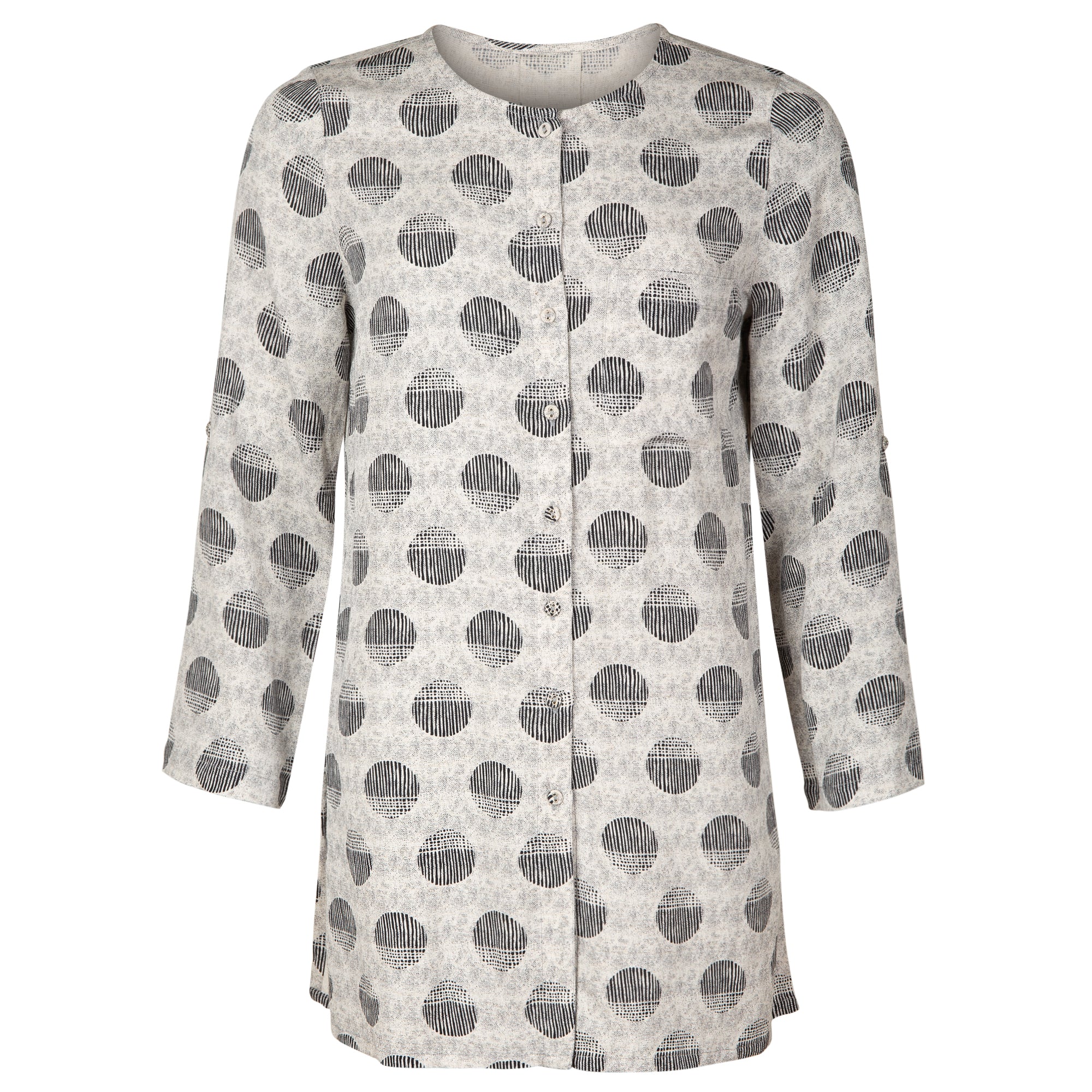 Irregular Spot Linen Blend Shirt Top