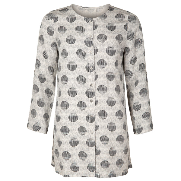 Irregular Spot Linen Blend Shirt Top