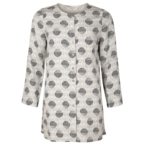Irregular Spot Linen Blend Shirt Top