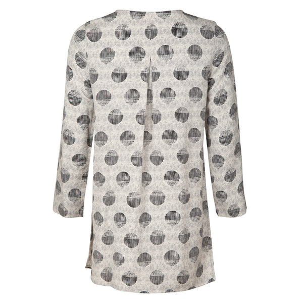 Irregular Spot Linen Blend Shirt Top