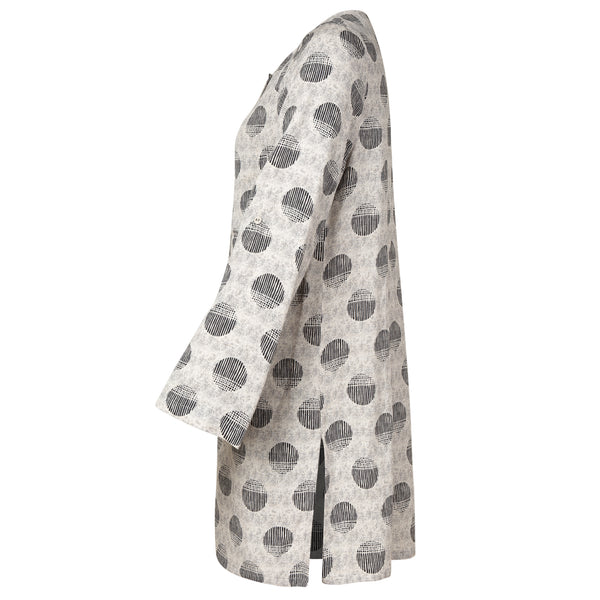 Irregular Spot Linen Blend Shirt Top