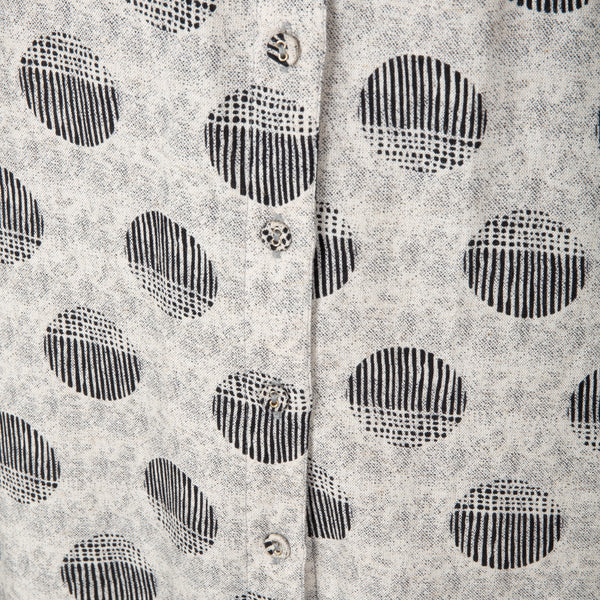 Irregular Spot Linen Blend Shirt Top