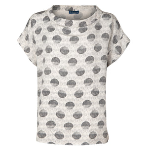 Irregular Spot Linen Blend Bardot Top