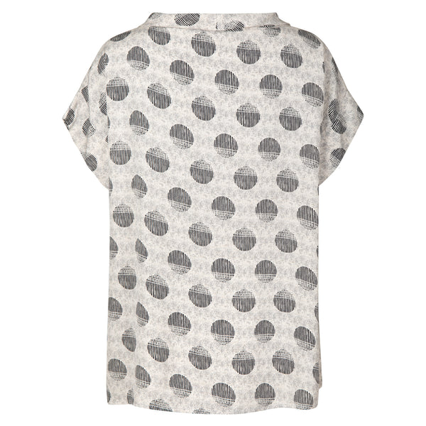 Irregular Spot Linen Blend Bardot Top
