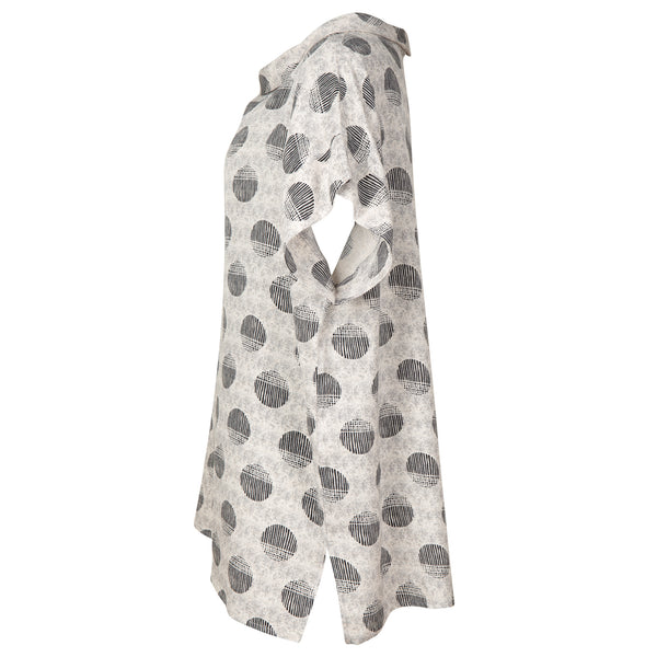 Irregular Spot Linen Blend Bardot Top