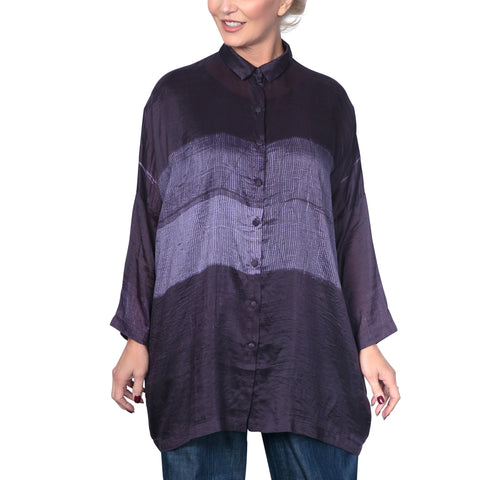 Neeru Kumar Short Sleeve Silk Shibori Printed Oversize Shirt