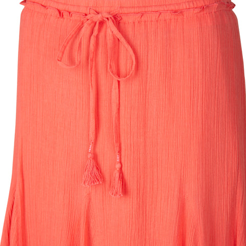 Cheesecloth Cotton Crinkle Skirt with Elasticated Waist - Flamingo