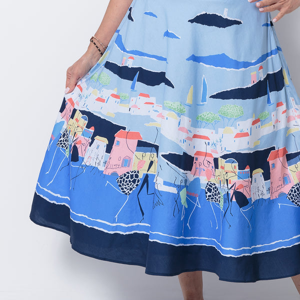 East Santorini Print Cotton Skirt