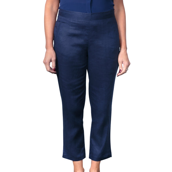East Linen Capri Pant with side splits at hem