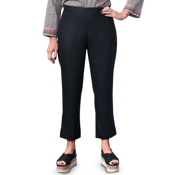 East Linen Capri Pant with side splits at hem