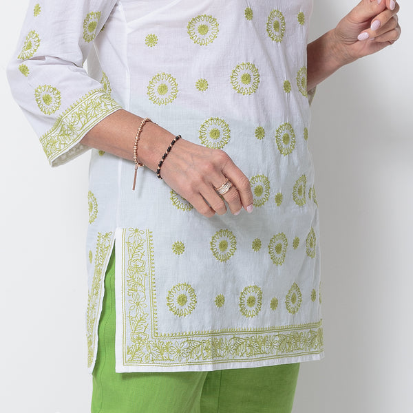 East Preeti Embroidered Cotton Kurta Top