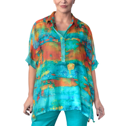 Neeru Kumar Silk Cotton Multi Print Shirt